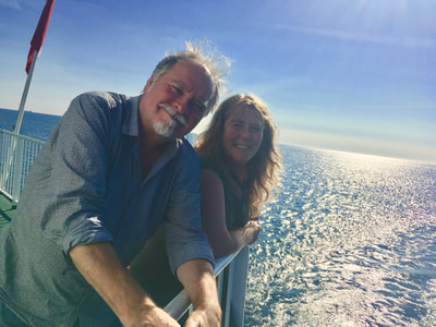 Sonnich and Malene enjoying the nice summer weather on the Læsø Ferry, July 2018